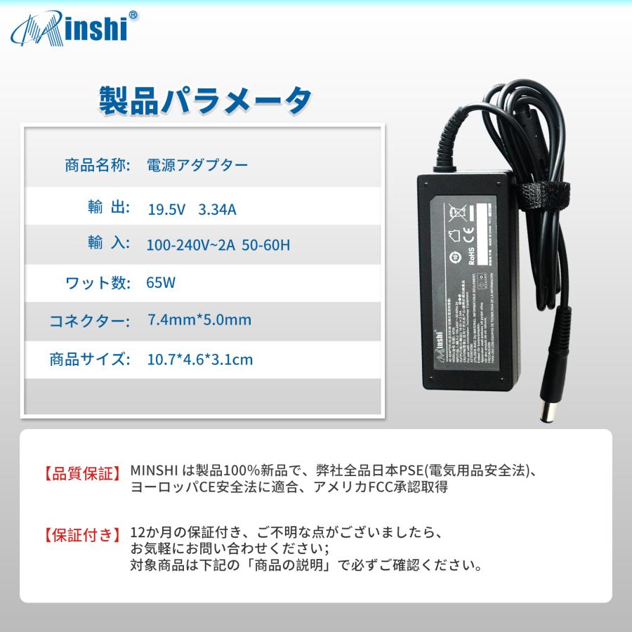  minshi Dell 15R (5010-D520) 対応 互換ACアダプター65W PSE認定済 高品質交換互換充電器