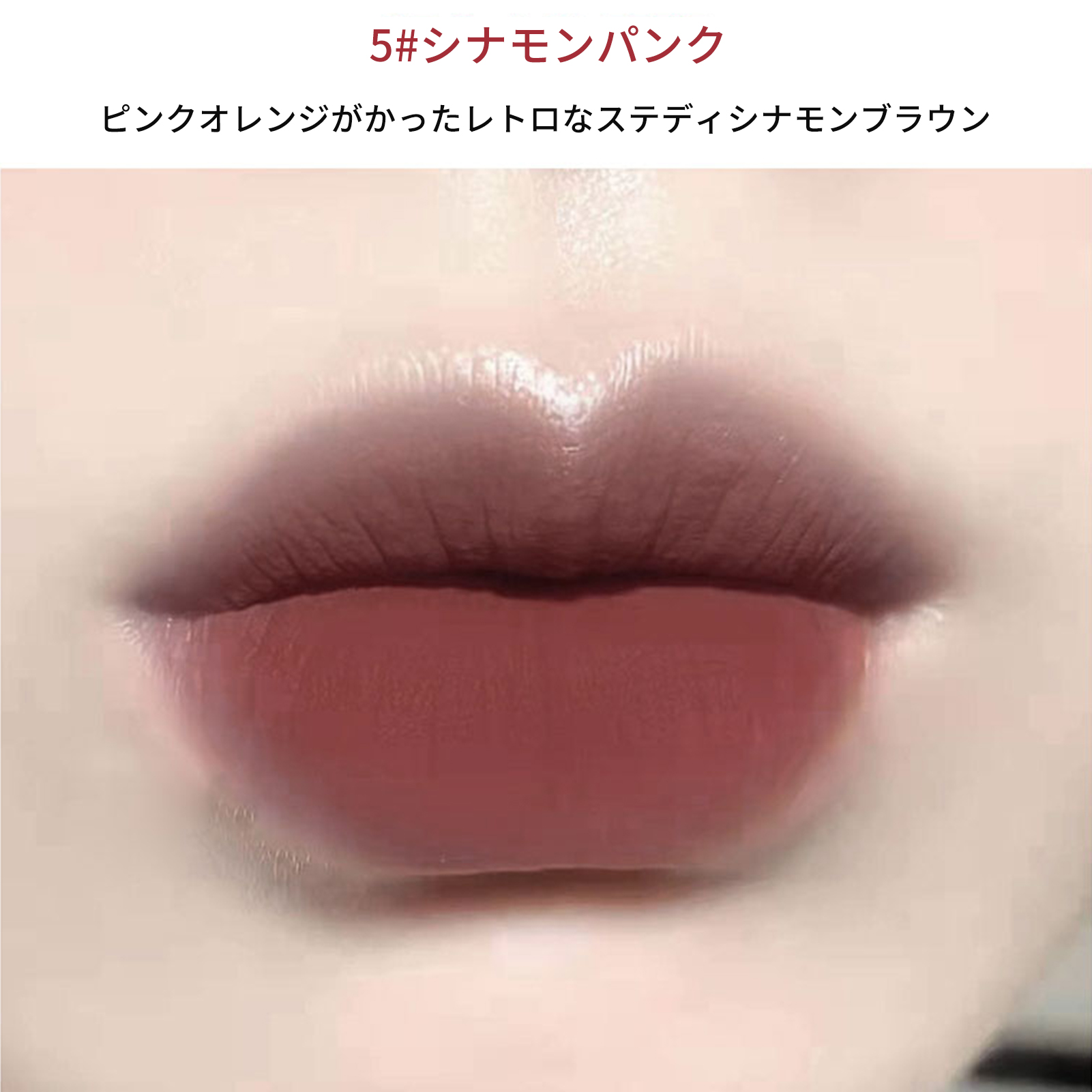 minshi 05 シナモンパンク マットフォギングホワイトチューブ 口紅 リップグロス赤茶色リップクリーム｜minshi｜05