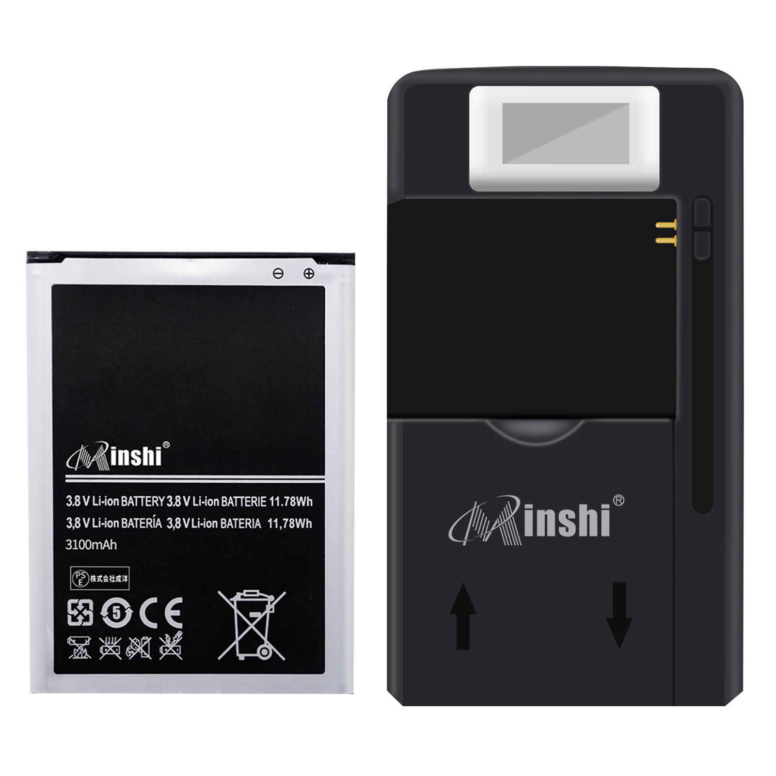 【充電器と電池1個】minshi Galaxy Note 2  対応 交換バッテリー 3100mAh PSE認定済 高性能 互換バッテリー｜minshi