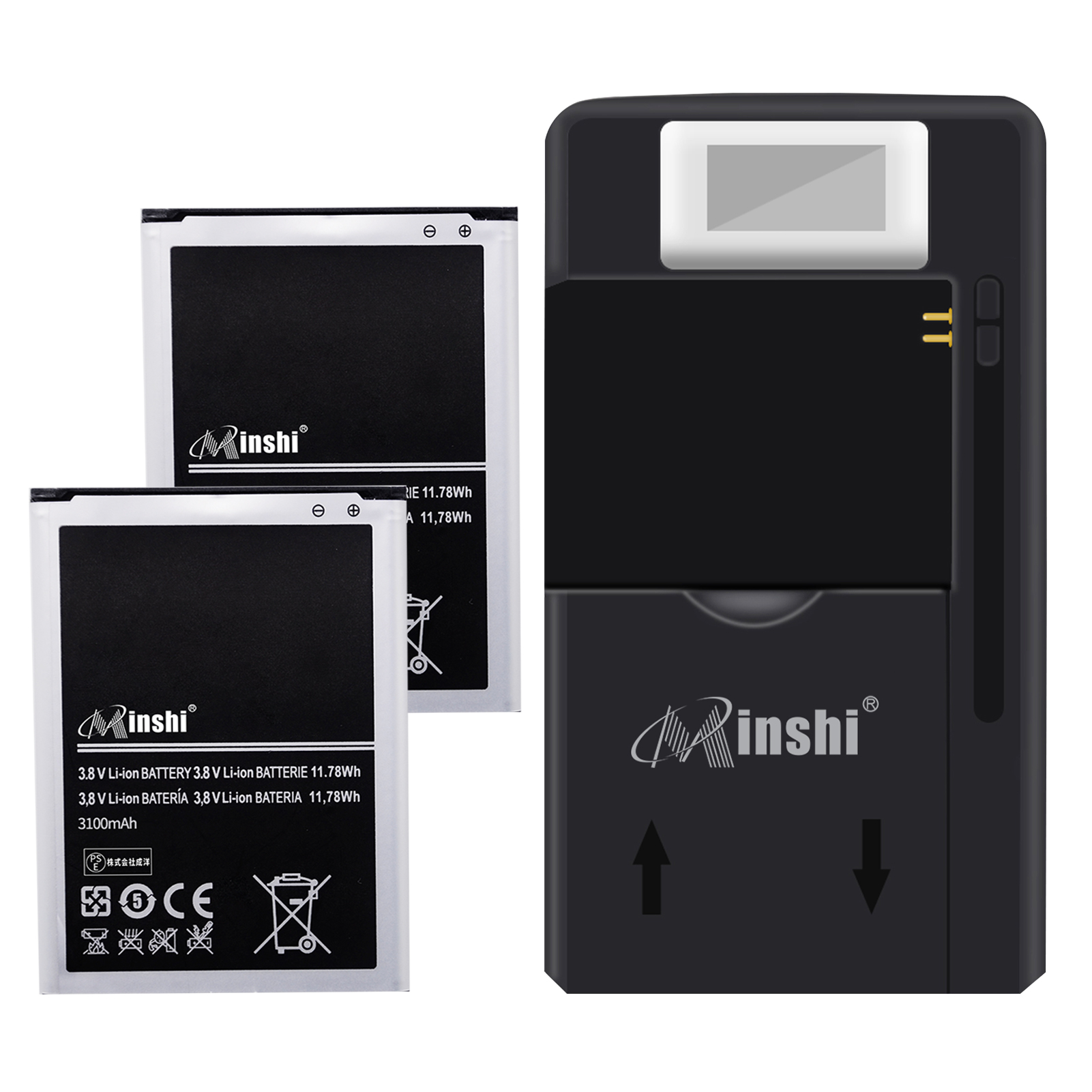 【充電器と電池2個】minshi Galaxy Note II 対応 交換バッテリー 3100mAh PSE認定済 高性能 互換バッテリー｜minshi