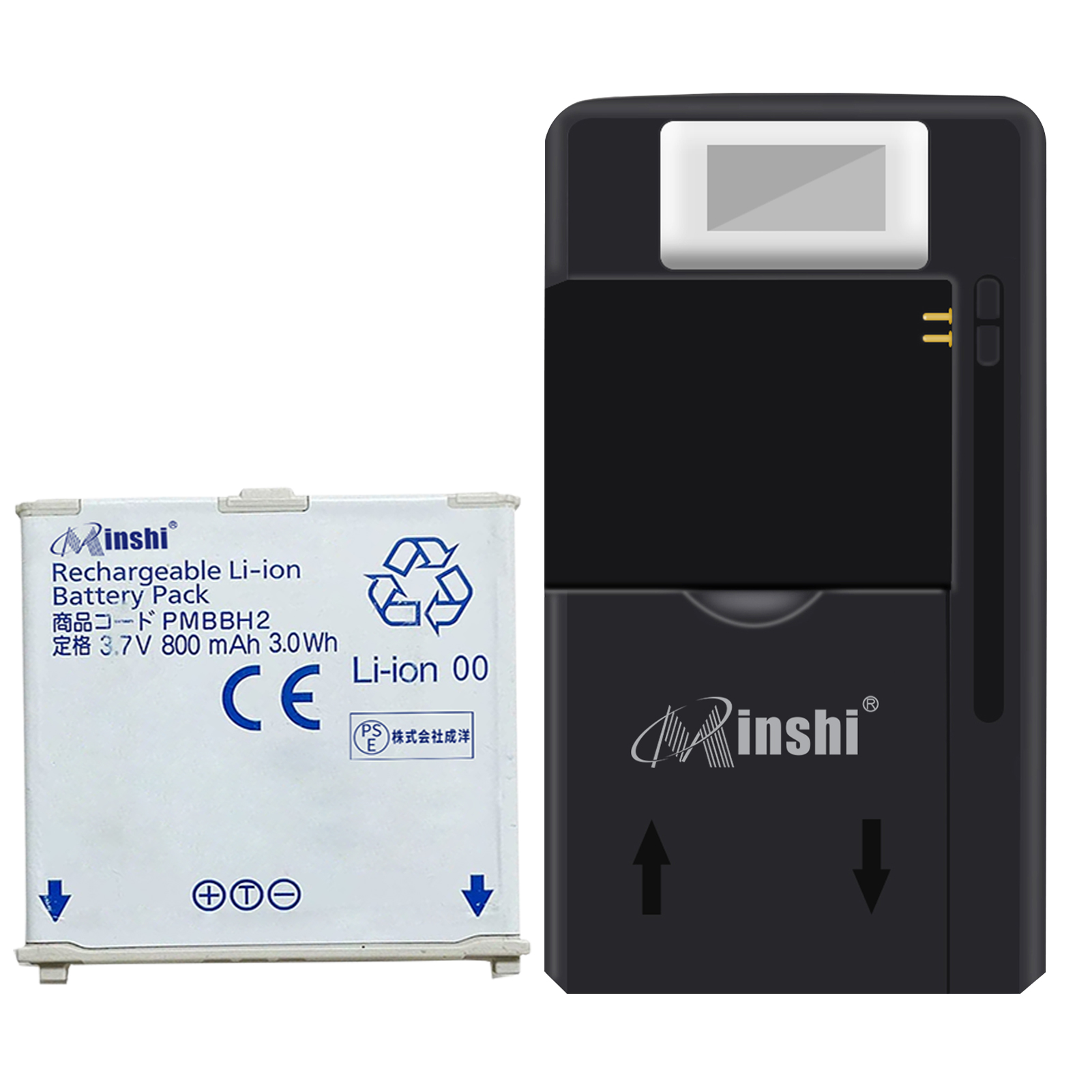 【充電器と電池1個】minshi PMBBH2 対応 互換バッテリー 800mAh PSE認定済 高品質互換バッテリー｜minshi