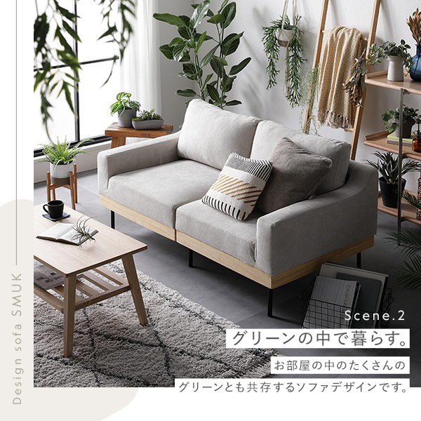 ds-ソファ セット 〔 2人掛け オットマン付き アイボリー 〕 肘付き