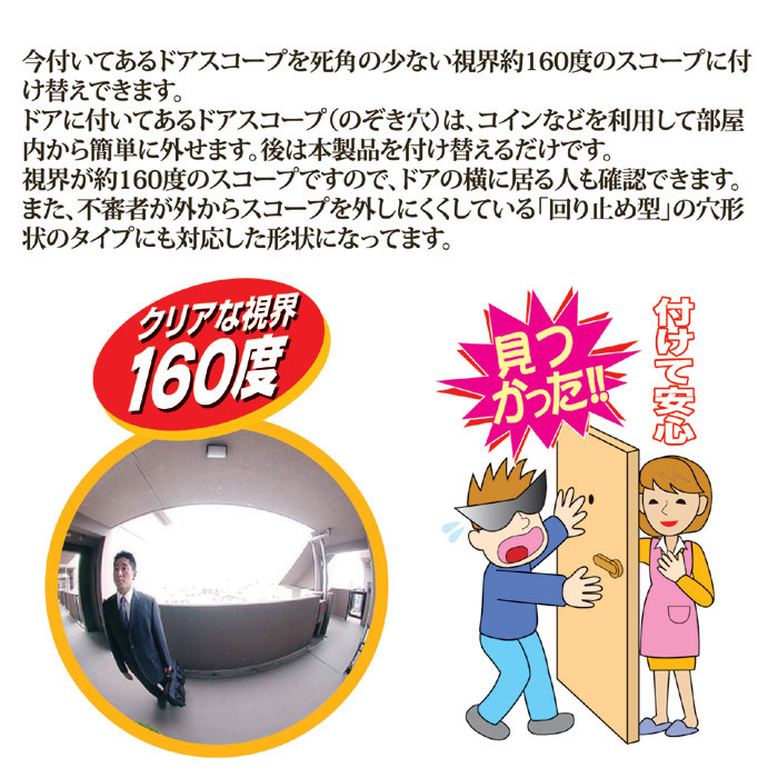 取替用ドアスコープ 公団用 N-1033 ドアスコープ 交換 玄関 のぞき穴 一人暮らし 防犯対策 不審者 訪問販売 セールス メール便 送料無料 :  8128532 : こづち本舗 - 通販 - Yahoo!ショッピング