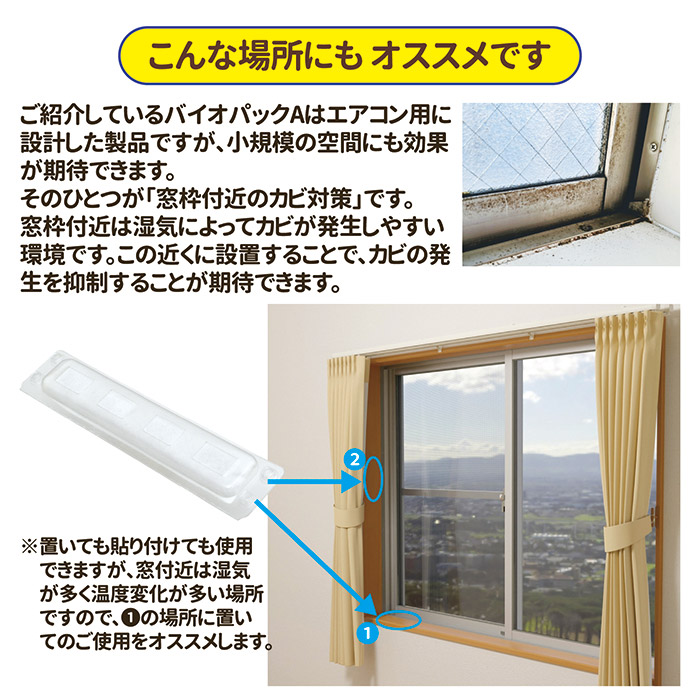 エアコン 防カビ 防臭 バイオパックA カビ防止 1年持続 貼るだけ カビ