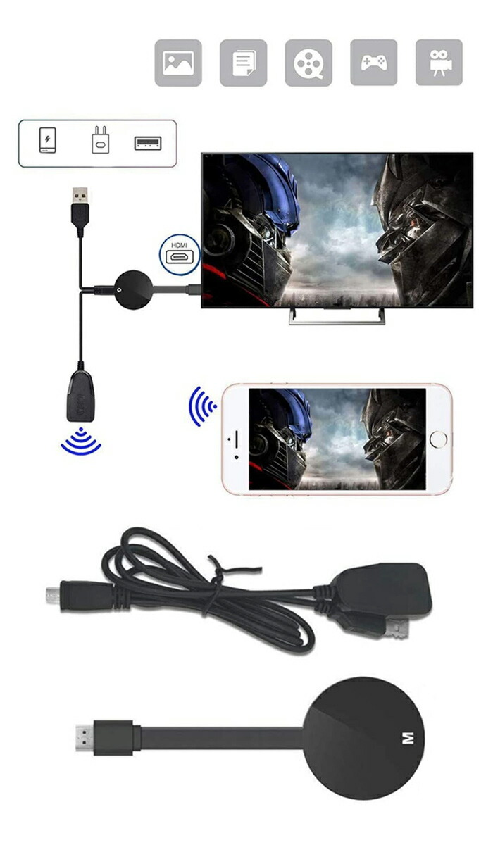 HDMI ミラキャスト 無線 画面共有 ワイヤレス ドングルレシーバー Wi