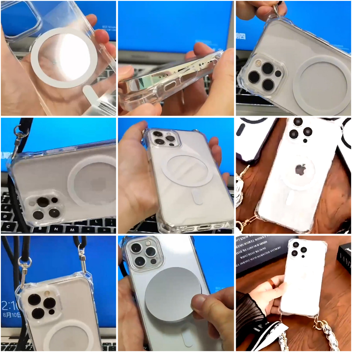 MagSafe対応 iPhoneケース クリア 耐衝撃 ストラップホール付 2way