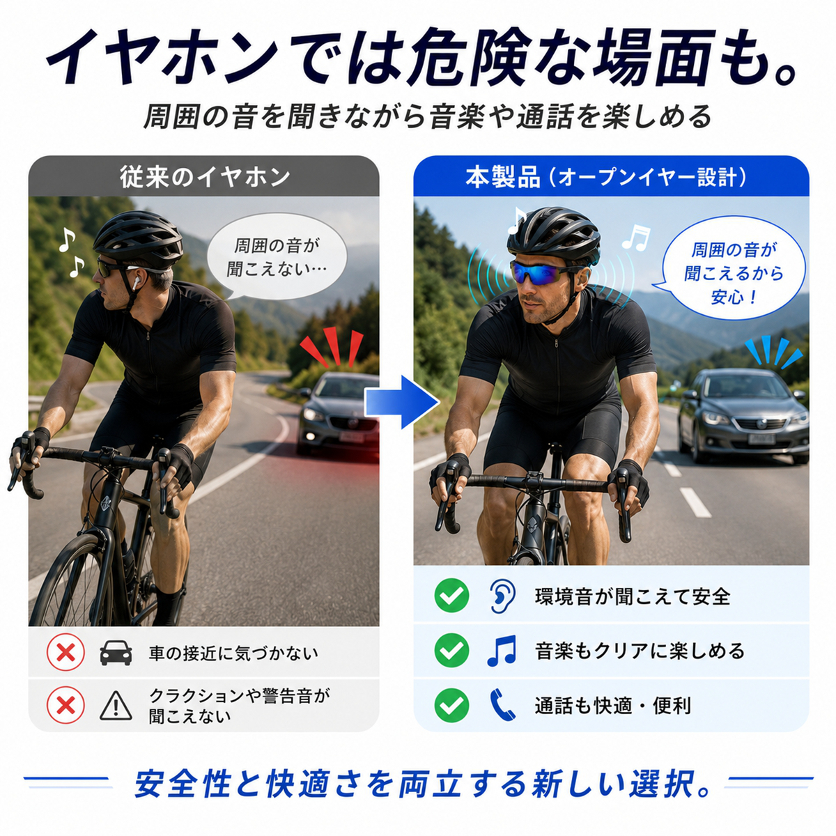 Bluetoothスマートサングラス 偏光レン...の詳細画像1