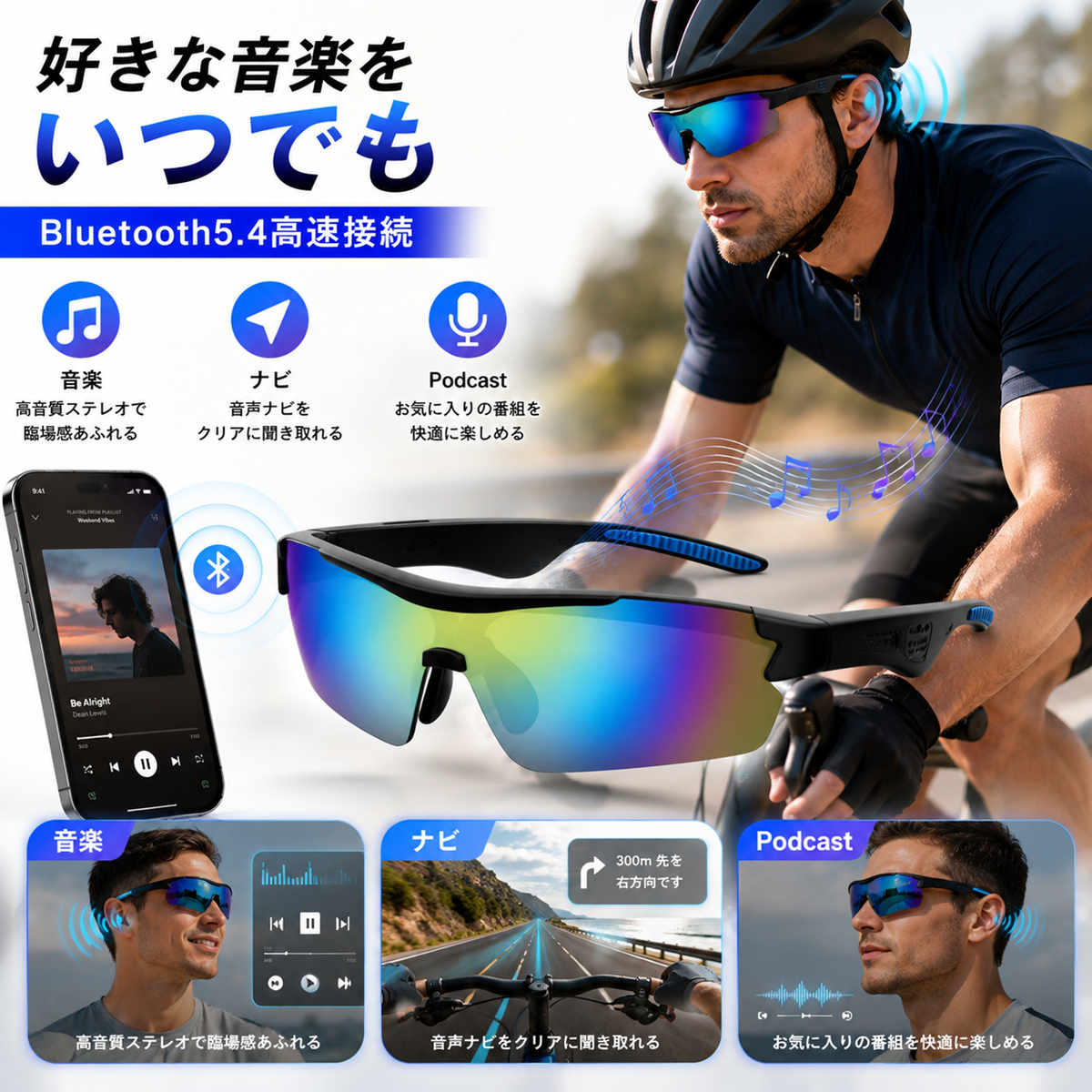 Bluetoothスマートサングラス 偏光レン...の詳細画像4
