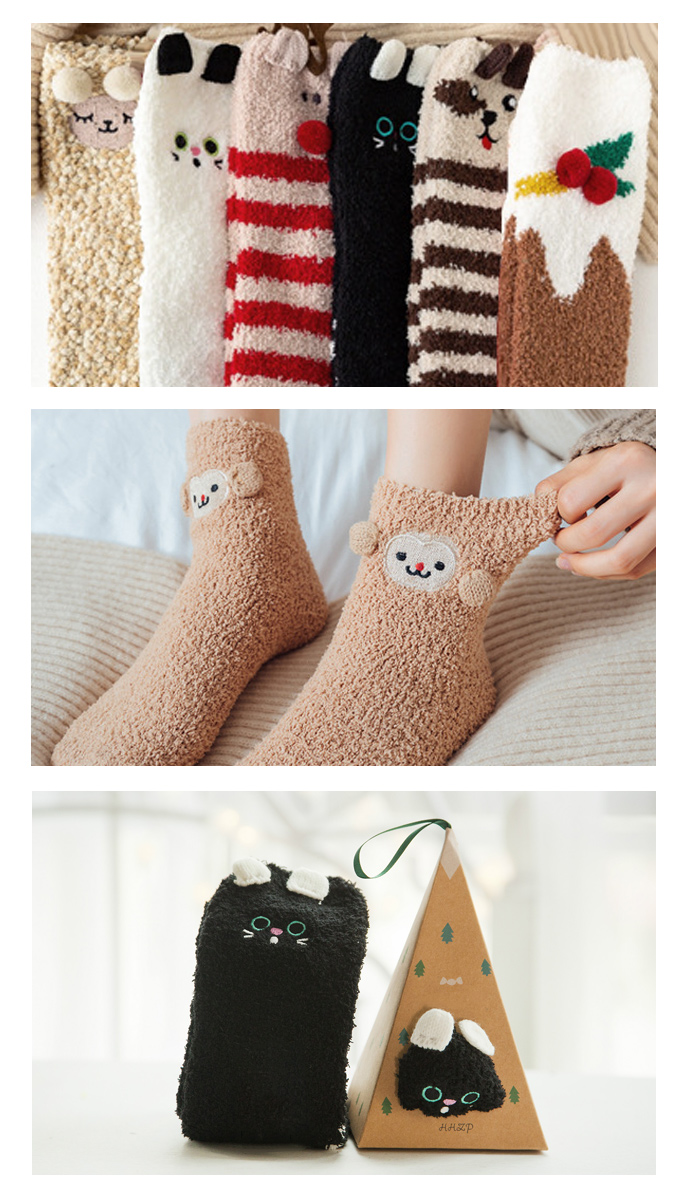 2足セット もこもこクリスマスソックス レディース あったか靴下