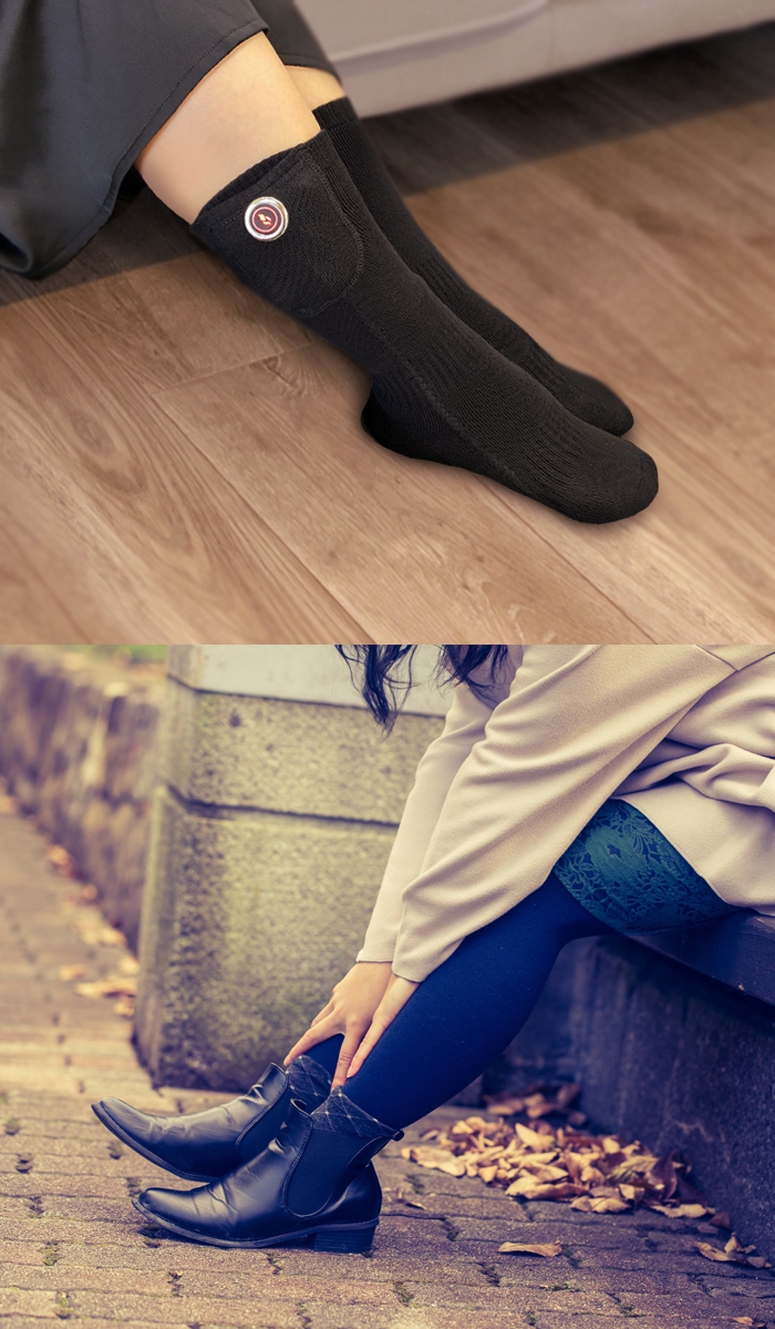 電熱ソックス 電気靴下 バッテリー付 3段階温度調整 防寒 冷え性 洗濯