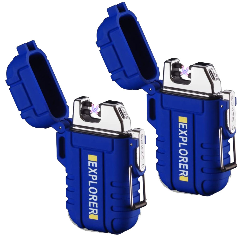 電子ライター 2個セット 充電式 プラズマ 防水仕様 USB 充電式 ダブルアークライター ガス オ...