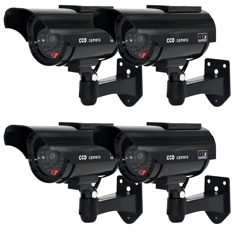 ダミーカメラ 4台セット ソーラー パネル搭載 屋外 玄関 屋内 防犯