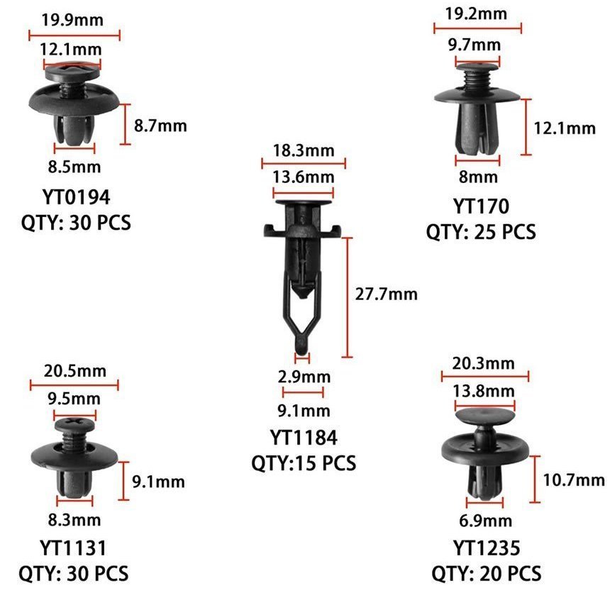 売れ筋 リベット プラスチック製リベット 22種類 635個 リムクリップ