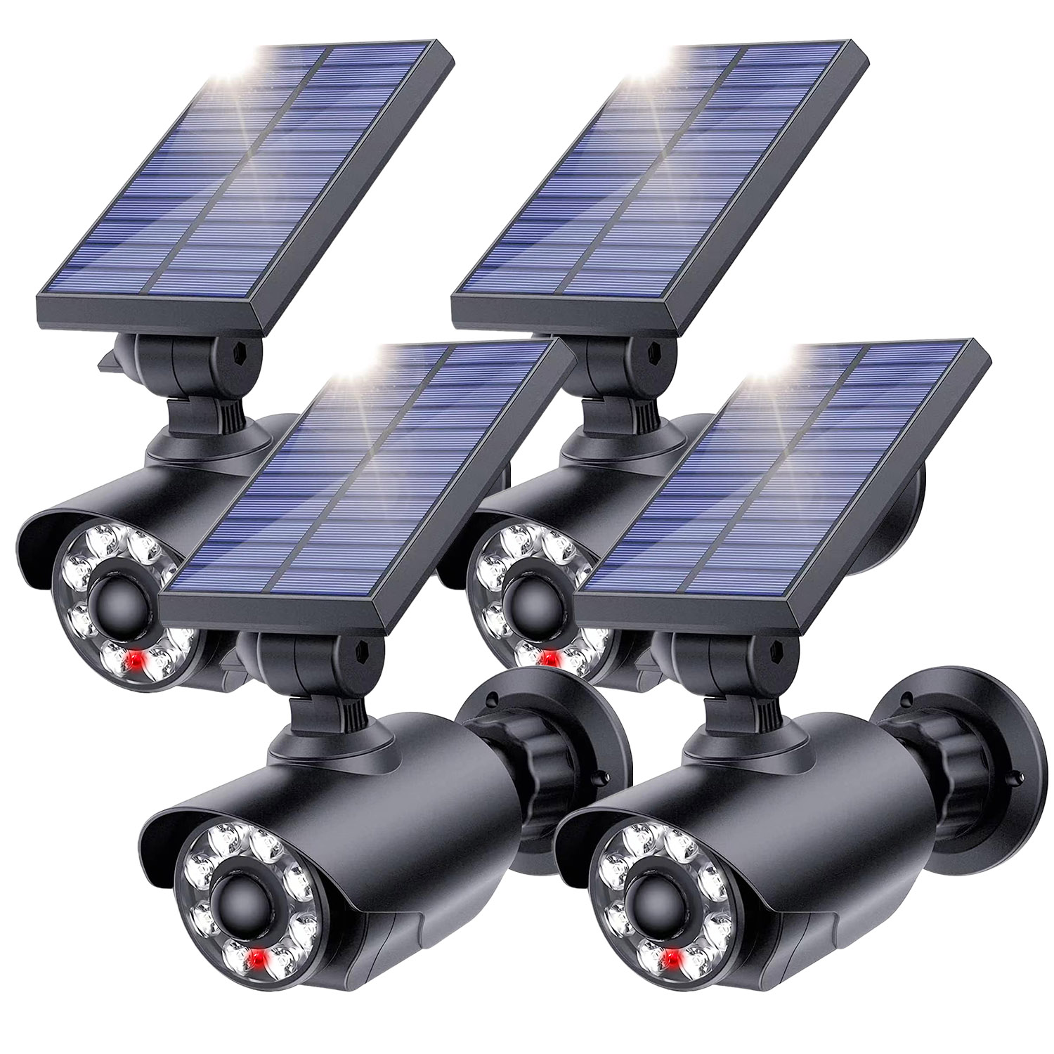 ダミーカメラ　4台　ソーラーライト led  防犯カメラ　ソーラーパネル ダミーカメラ センサーソーラーライト 4台セット 防犯 2カラー 防犯