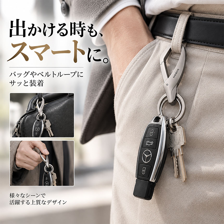 3個セット キーホルダー カラビナ ダブルリング スマートキー 鍵 車 家