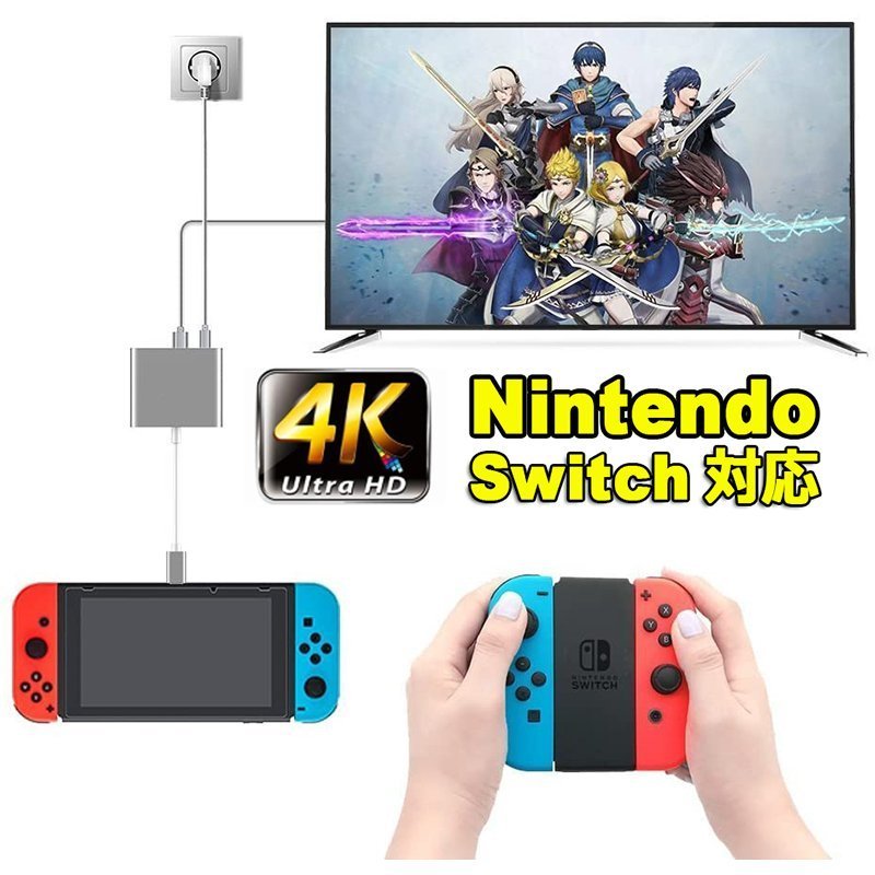 Nintendo Switch 3in1 Type C to HDMI変換アダプタ 任天堂スイッチ ドック HDMI USB Type C 変換器  TV大画面 ケーブル ドック 任天堂 スイッチ 送料無料