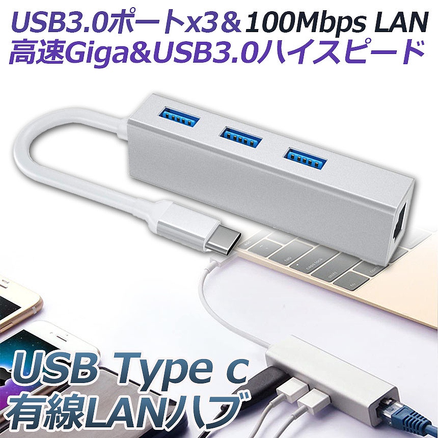 Type c LANケーブル 変換アダプター usb c ハブ usb タイプc lan変換