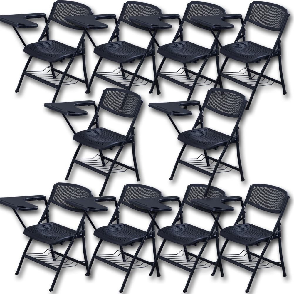 折りたたみ椅子 10脚セット テーブル 付き 折りたたみチェア 背付き メモ台付き 完成品 会議 パイプ椅子 ミーティングチェア 椅子 チェア 送料無料｜mirainet｜02