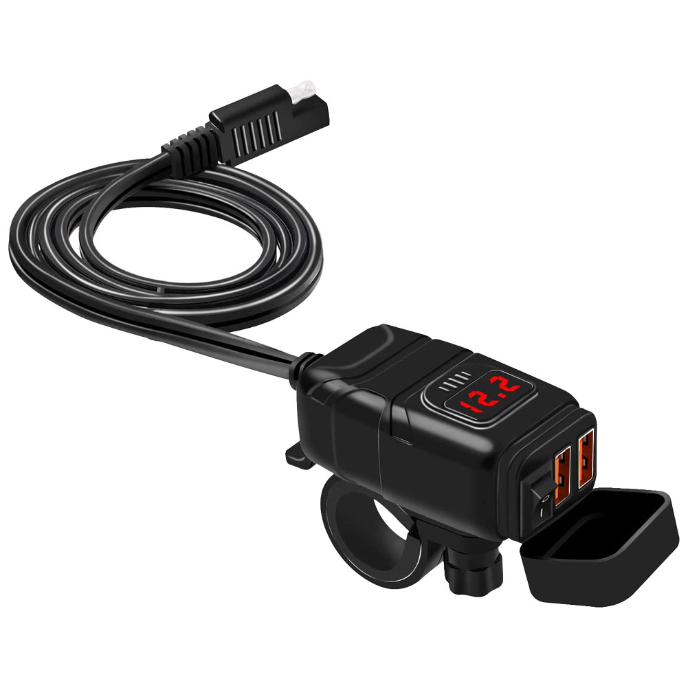爆買 バイク用 USB充電器 SAE対応 USB2ポート クイックチャージ QC3.0 爆買 バイク用 USB充電器 SAE対応 USB2ポート クイックチャージ QC3.0
