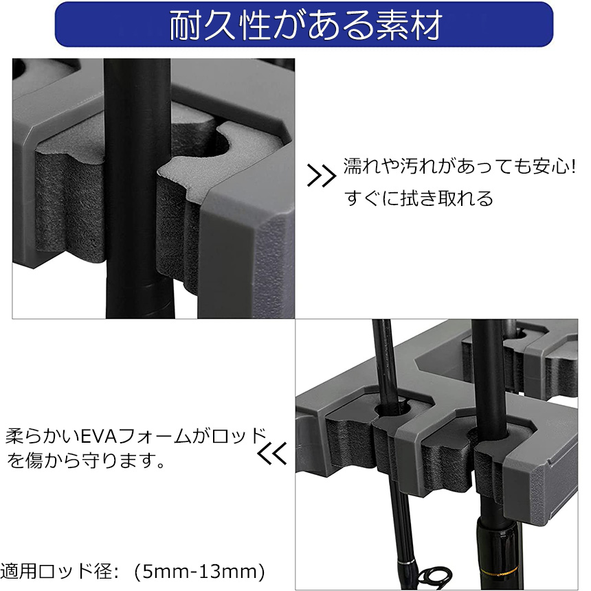 ロッドスタンド 釣り竿収納 釣りスタンド 釣り竿ホルダー 2列 4