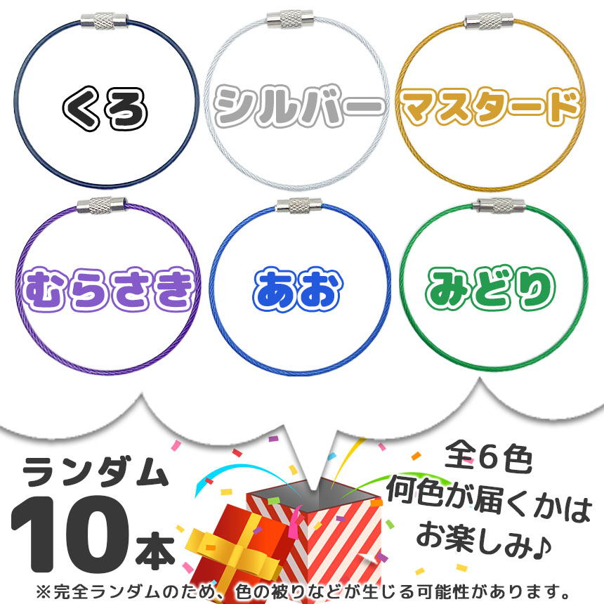 ワイヤーリング キーホルダー 色ランダム10本セット キーリング