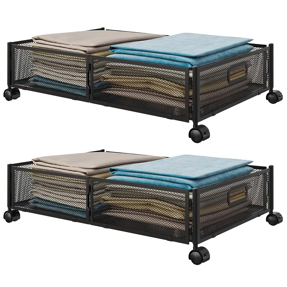 ベッド下収納ボックス キャスター付き 2個セット 2カラー ブラック