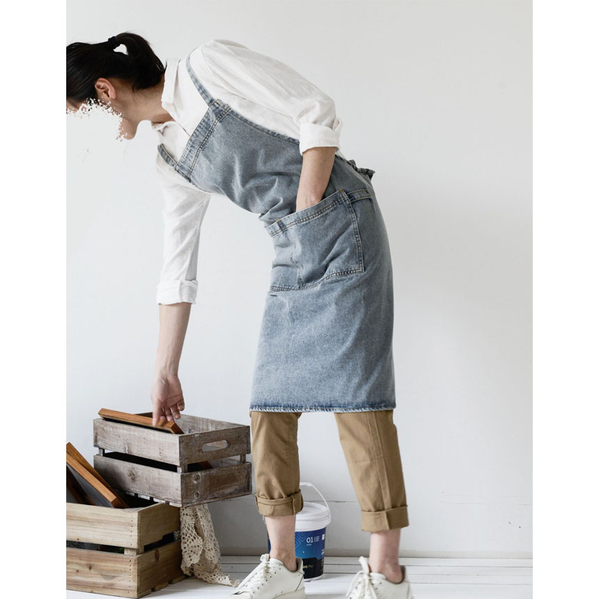 デニムエプロン2枚セット デニムエプロン 2枚セット 黒×紺 男女兼用 お揃い 料理 キッチン