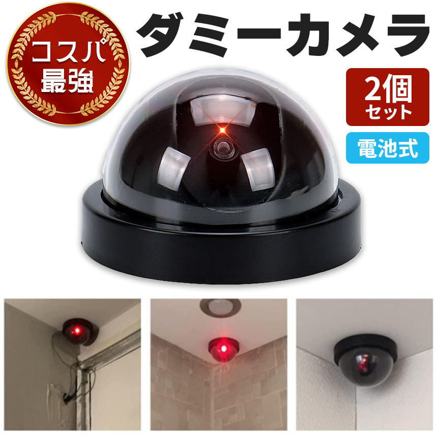 ダミーカメラ ドーム型 2個セット 防犯 防犯グッズ 屋内 屋外 監視