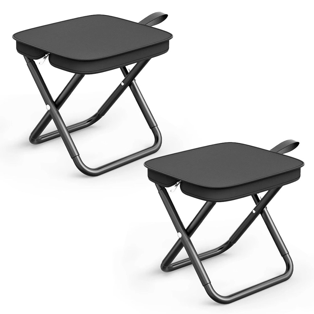 【未使用】折りたたみアウトドアチェア ブラック 2セット 未使用品 》 オックスフォード地収納ポケット付き 折りたたみ