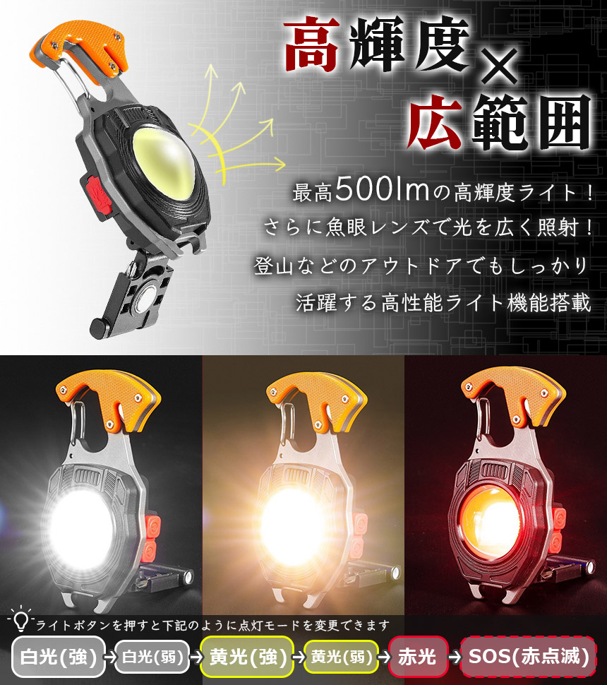 超多機能 COB ライト ライター 電子ライター 作業灯 小型ライト 登山
