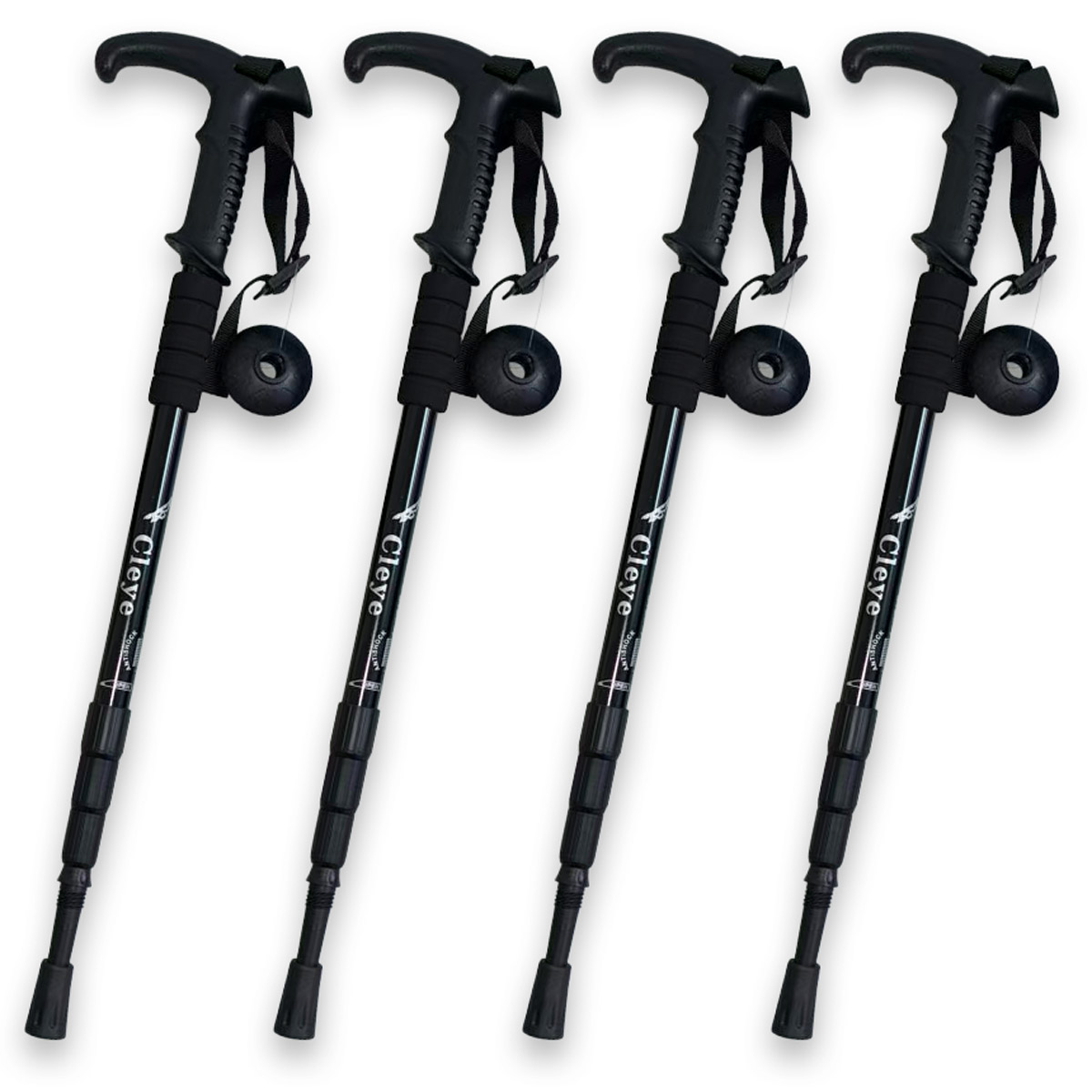 4個セット トレッキングポール 伸縮式 55〜110cm T型グリップ 登山杖
