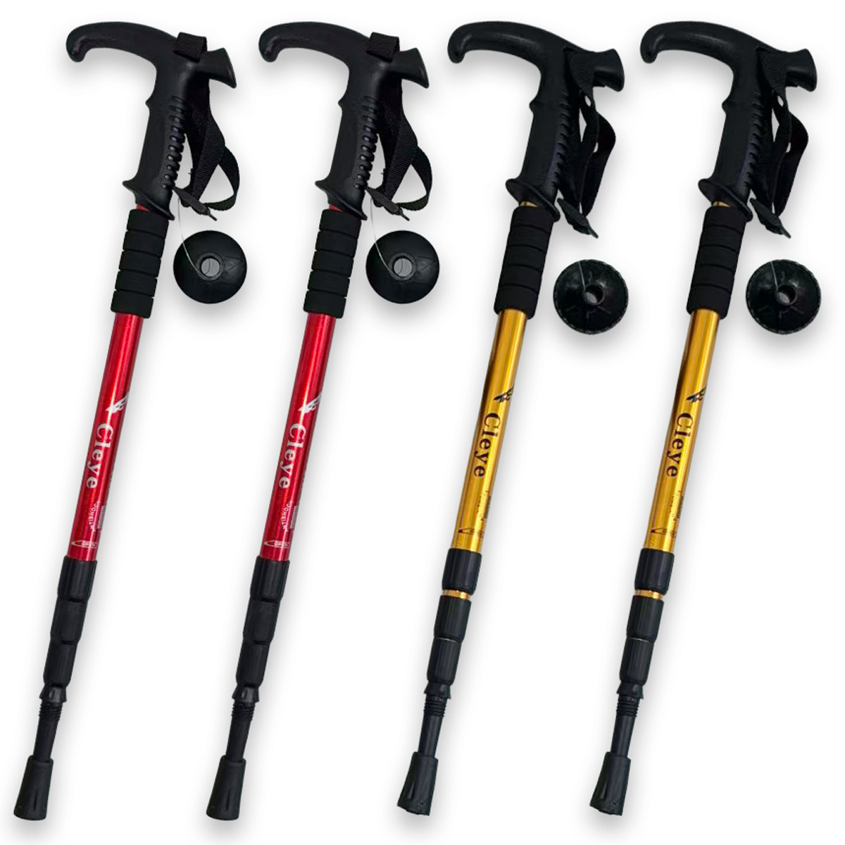 4個セット トレッキングポール 伸縮式 55〜110cm T型グリップ 登山杖