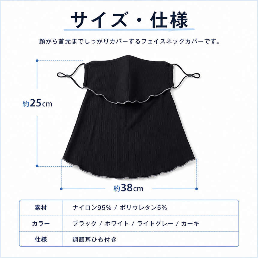UVフェイスネックカバー UPF50+ フェイスカバー ネックガード 接触冷感