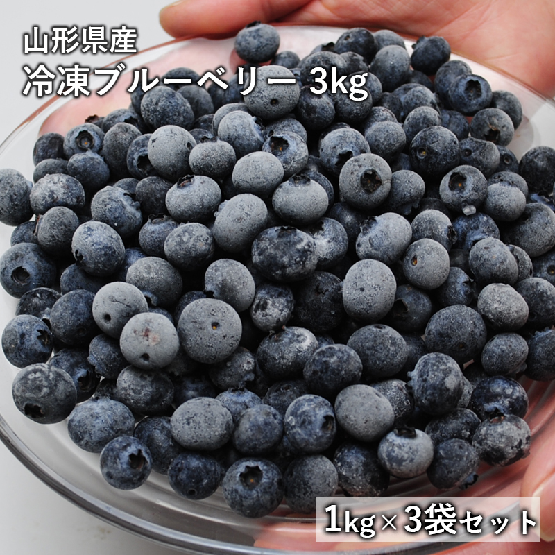 冷凍ブルーベリー 約1kg×3袋 山形県産 送料無料 国産 合計 3kg ブルーベリー フルーツ 果物 冷凍 食品 3袋セット