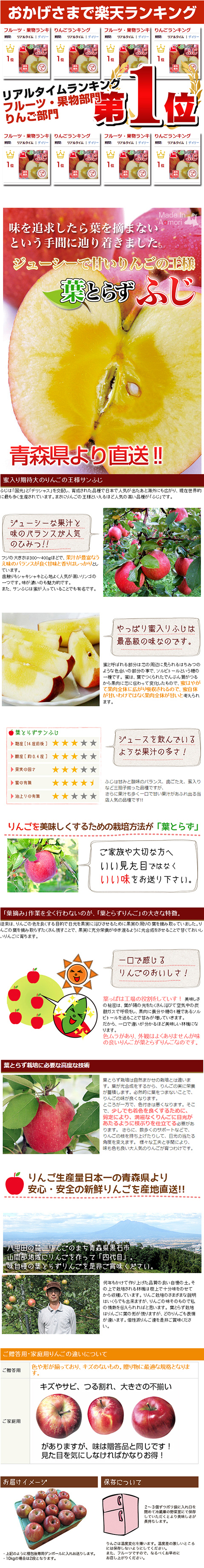 青森県産 葉とらず ふじ ご家庭用 約15kg (約42〜54個) 人気の訳あり
