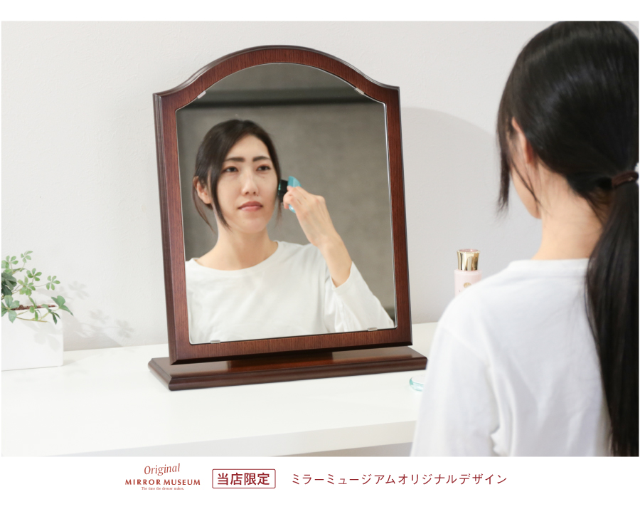 卓上 ドレッサー 大きい 木製 アンティーク クラウン : ミラー 