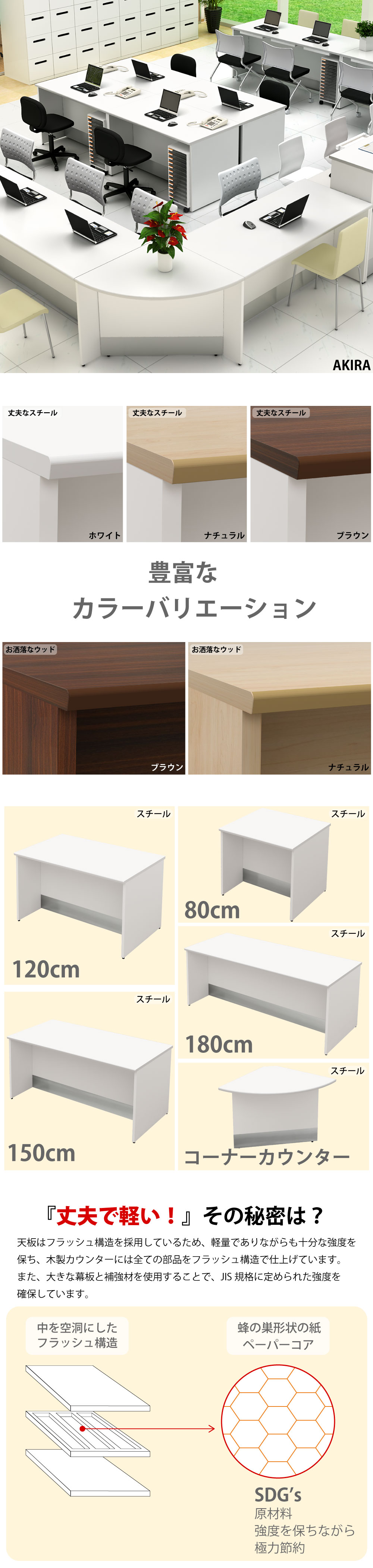 コーナーカウンター ローカウンター用 受付台 スチール ホワイト 使用イメージ カラー サイズ バリエーション