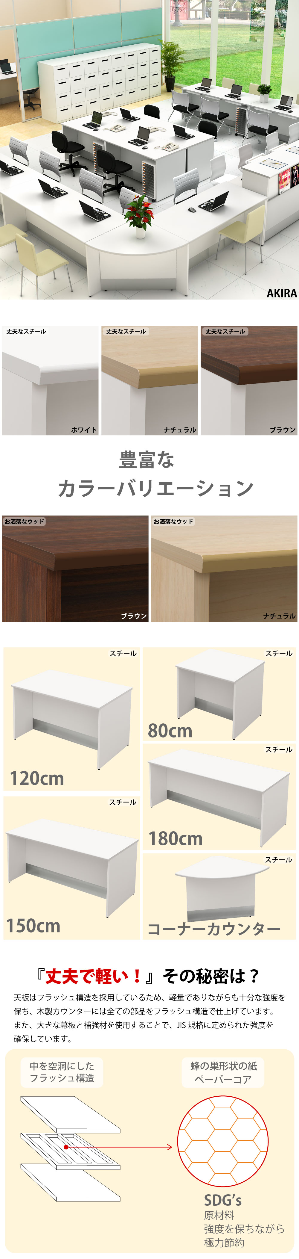 ローカウンター 受付カウンター オフィス 受付 接客 幅180cm 1800 