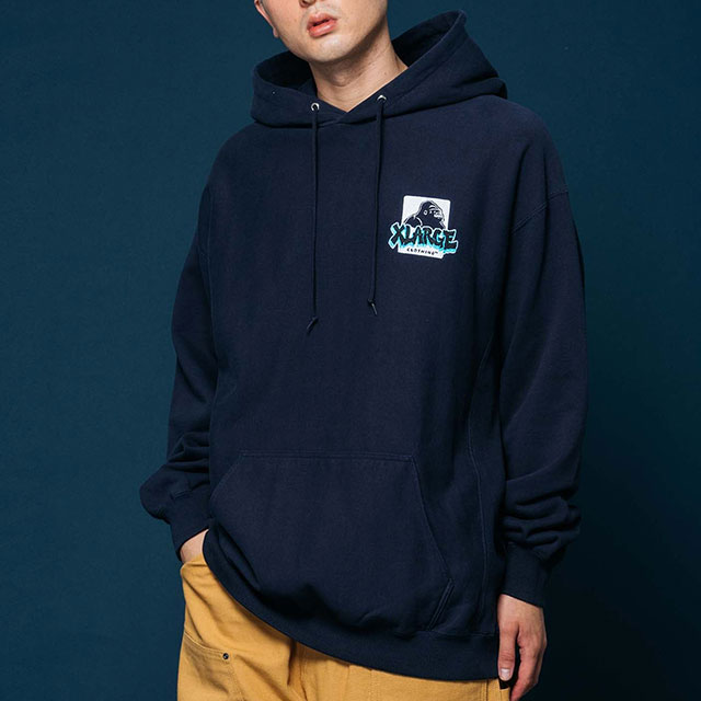 XLARGE パーカー XL ネイビー XLARGE（エクストララージ）の「BACKSIDE SLANTED OG ZIP HOODED
