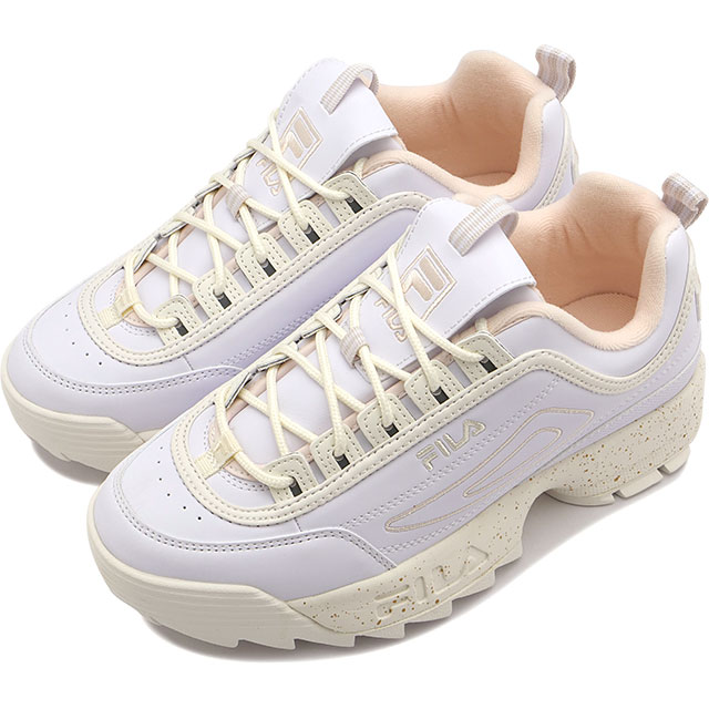 フィラ FILA レディース スニーカー ディスラプター2 スプラッシュ USS23009-121 SS23 Disruptor 2 Splash WHITE BEIGE PINK｜mischief