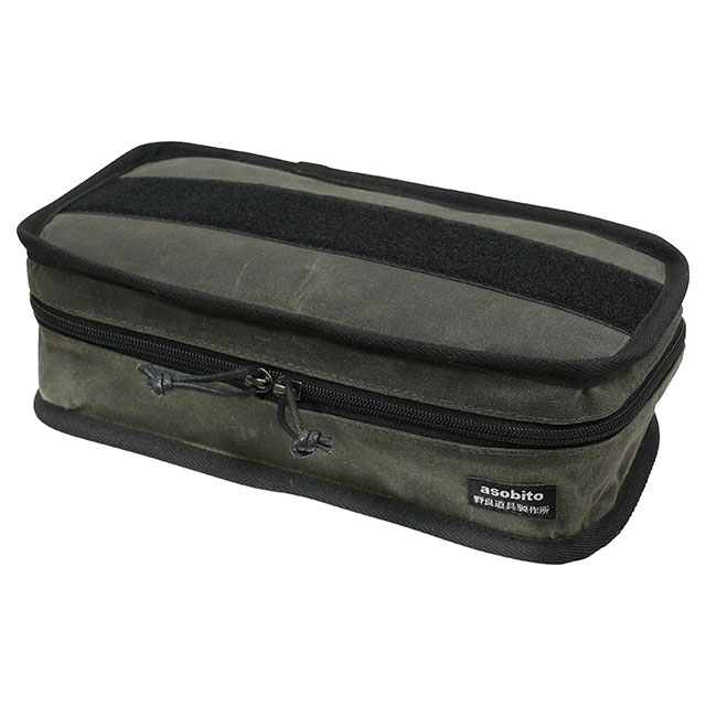 コラボ アソビト asobito × 野良道具製作所 EDCケース abn-001ODxBK SS23 キャンプ・アウトドア用品収納ケース 防水綿帆布 高耐久 オリーブ×ブラック | asobito | 01