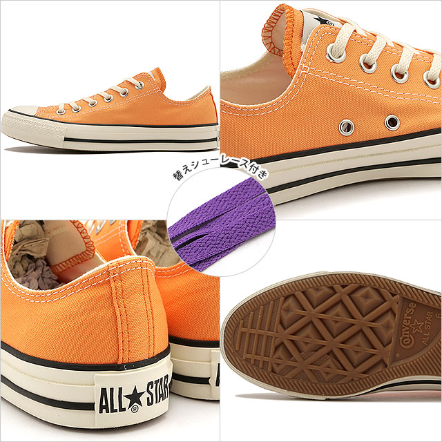 コンバース CONVERSE レディース スニーカー オールスター バーントカラーズ ローカット 31309231 SS23Q2 ALL STAR BURNTCOLORS OX SUNSET ORANGE オレンジ系｜mischief｜03