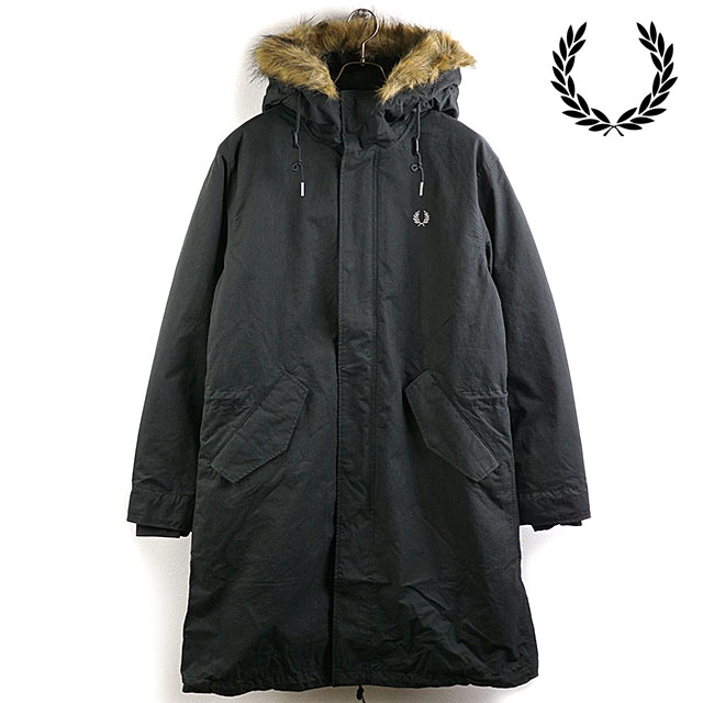 フレッドペリー FRED PERRY メンズ ジップインライナーパーカー ZIP IN LINER PARK J9533-102 FW20 中綿ブルゾン フィッシュテール BLACK ブラック系｜mischief