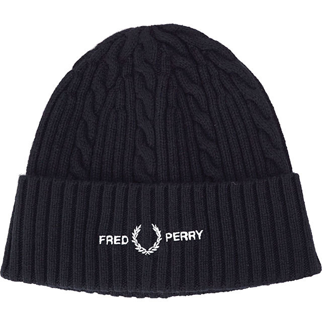 フレッドペリー FRED PERRY ケーブル ブランデッド ビーニー CABLE BRANDED BEANIE C2137 FW21 メンズ・レディース フリーサイズ 帽子 ニット帽 ニットキャップ｜mischief｜02