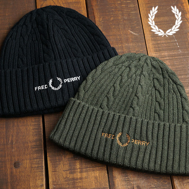 フレッドペリー FRED PERRY ケーブル ブランデッド ビーニー CABLE BRANDED BEANIE C2137 FW21  メンズ・レディース フリーサイズ 帽子 ニット帽 ニットキャップ