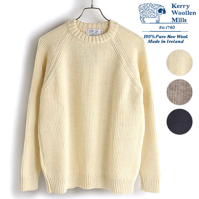 ケリーウーレンミルズ KERRY WOOLLEN MILLS メンズ フィッシャーマンリブクルーネックセーター FISHERMAN RIB CREW  NECK SWEATER KW-0003 FW23 英国製