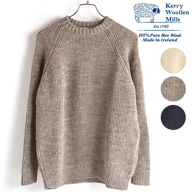 ケリーウーレンミルズ KERRY WOOLLEN MILLS メンズ フィッシャーマンリブクルーネックセーター FISHERMAN RIB CREW  NECK SWEATER KW-0003 ニット 英国製 10070381 ミスチーフ 通販 