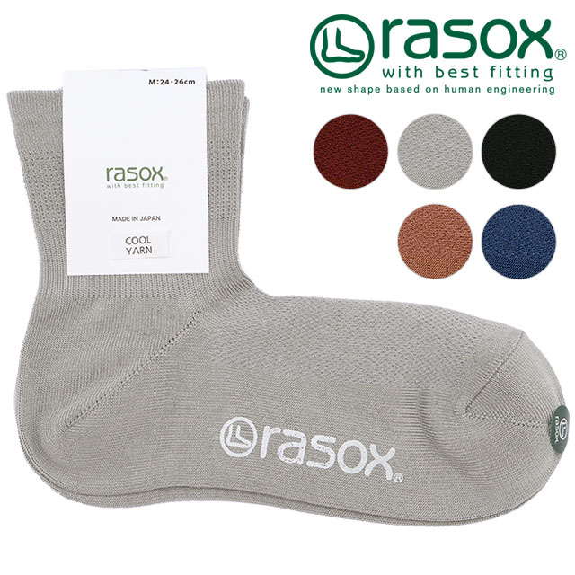 ラソックス rasox ファインクール・ミッド CA221LC01 メンズ・レディース 靴下 日本製 ロークルーソックス｜mischief