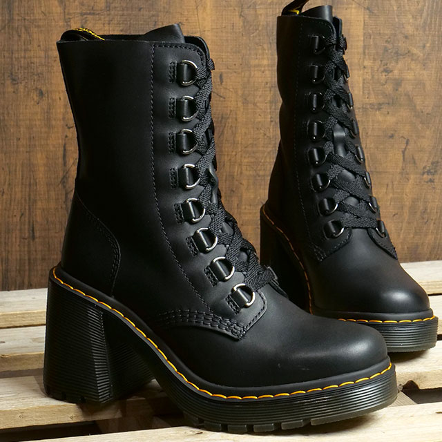 ドクターマーチン Dr.Martens レディース 8ホールブーツ チェスニー 26701001 FW22 Chesney チャンキーヒール  フレアヒール Black Sendal