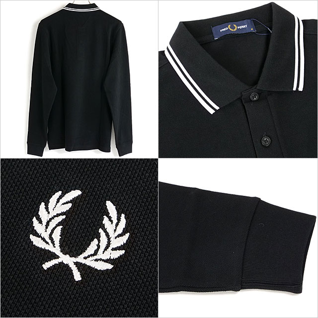フレッドペリー FRED PERRY メンズ ロングスリーブ ツイン ティップド ポロシャツ M3636-350 LS TWIN TIPPED SHIRT トップス 長袖 鹿の子 BLACK 正規取扱店 | FRED PERRY | 02